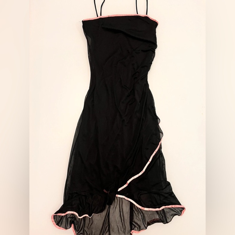 black with pink trim maxi dress